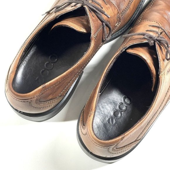 ECCO Men's Helsinki Brown‎ Leather Lace Up Square Toe Oxford 12-12.5 US / EUR 46 - Picture 11 of 14